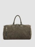 ARMOR 01 - Borsa Weekender in Pelle Scamosciata Intrecciata Verde - thumb image 3,side view
