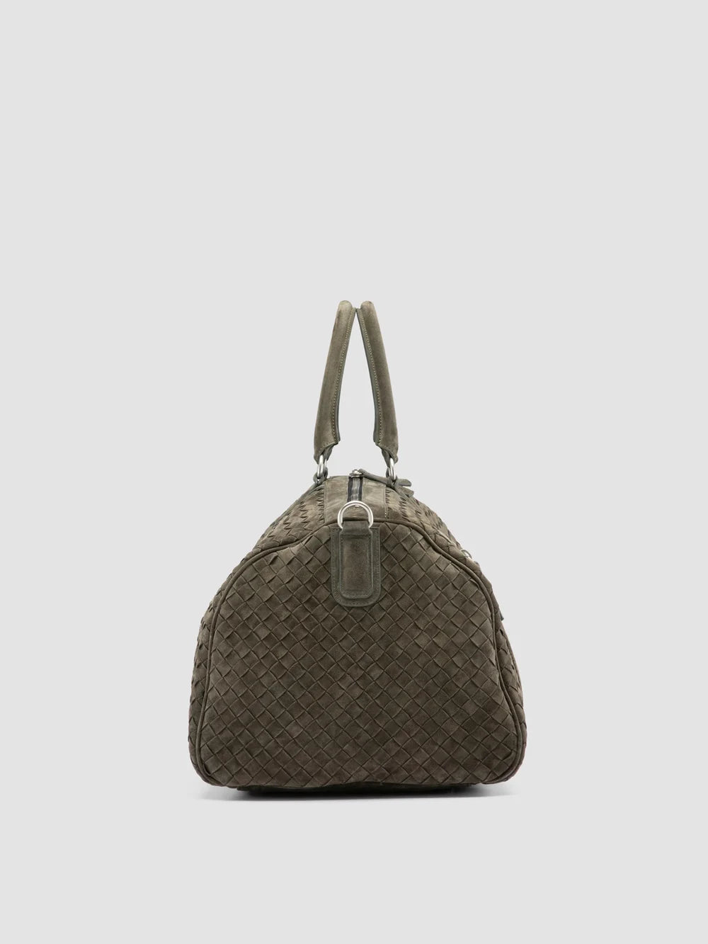 ARMOR 01 - Borsa Weekender in Pelle Scamosciata Intrecciata Verde - image 4,side view