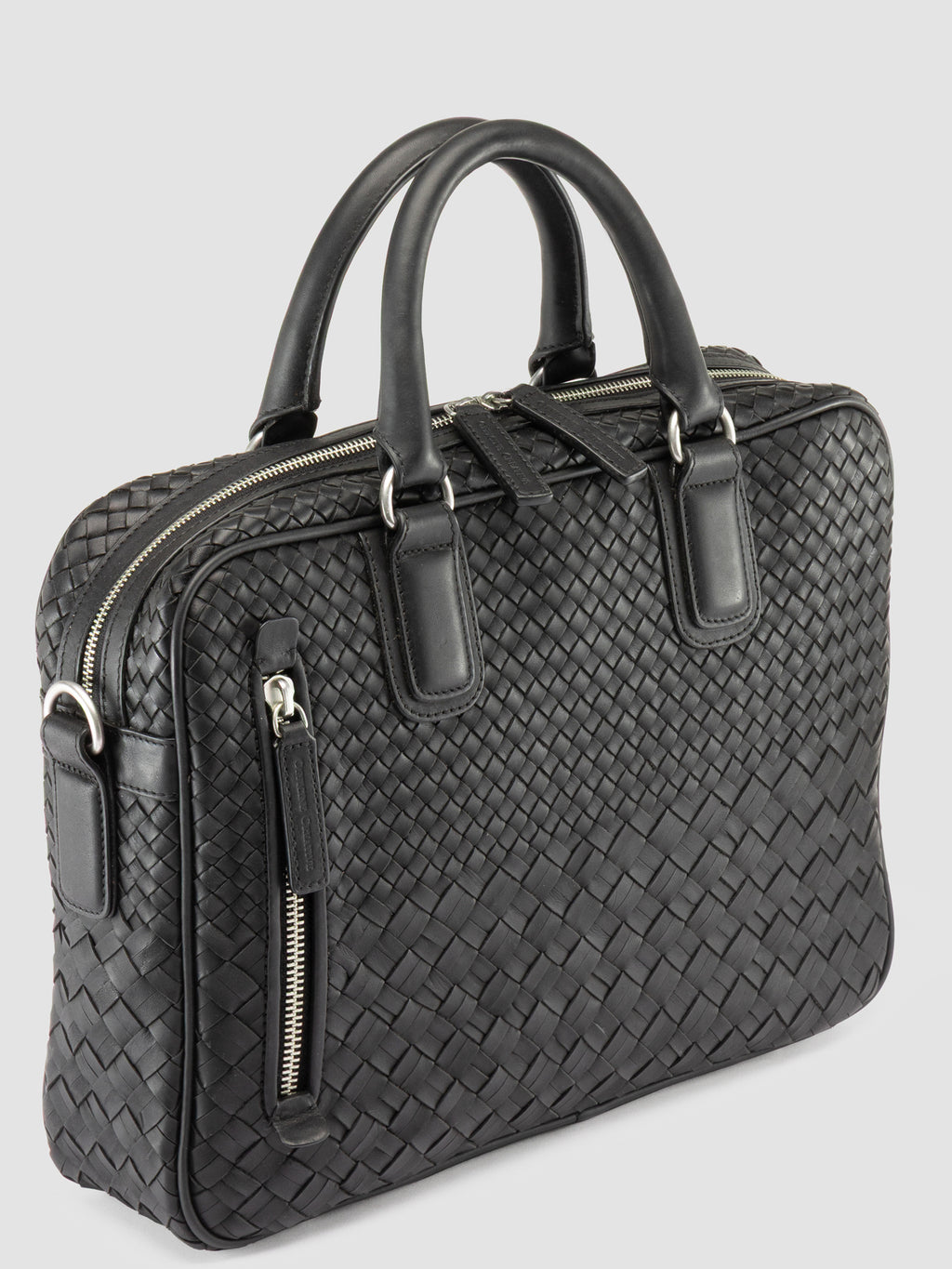 ARMOR 011 - Black Woven Leather Bag - image 2,side view