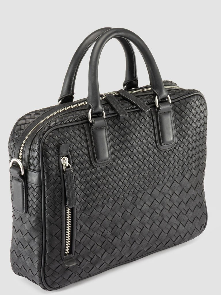 ARMOR 011 - Black Woven Leather Bag