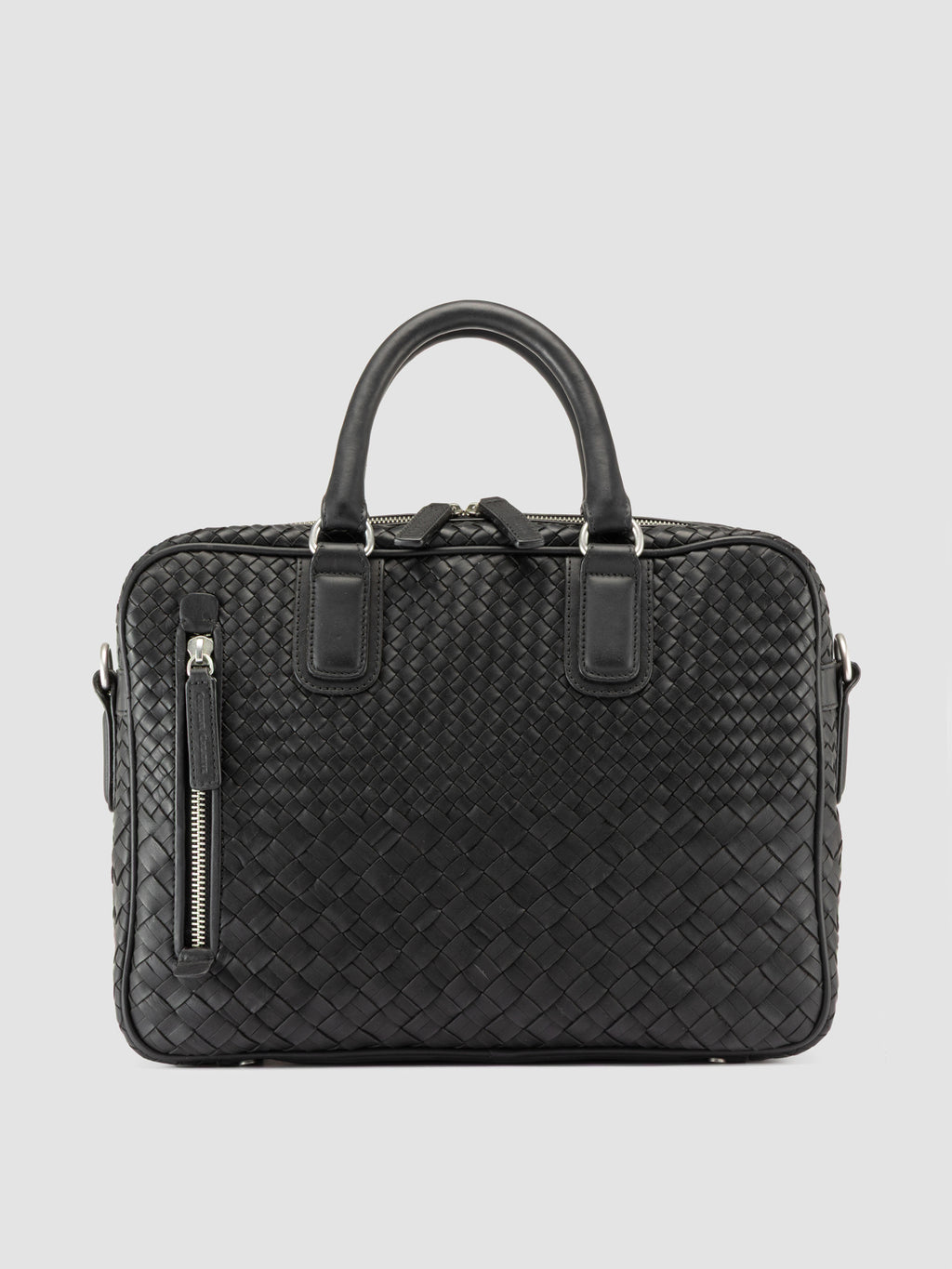 ARMOR 011 - Black Woven Leather Bag - image 3,side view