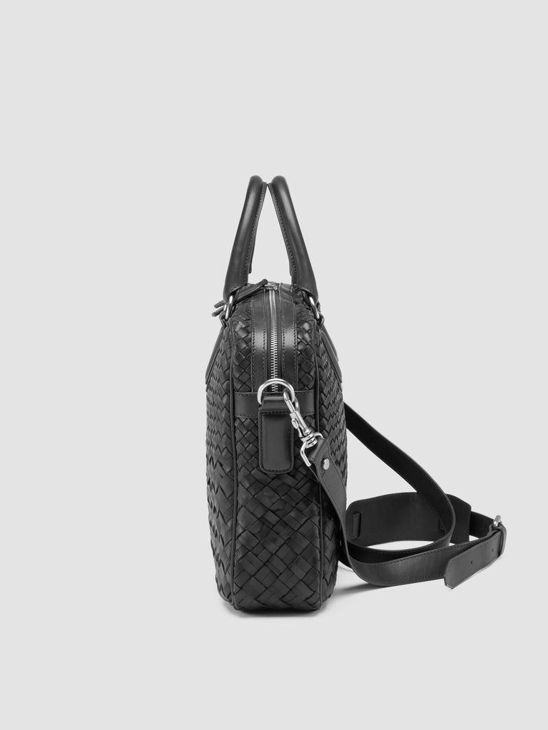 ARMOR 011 - Black Woven Leather Bag