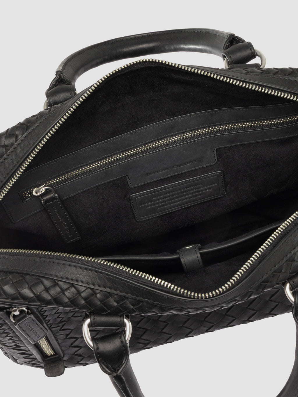 ARMOR 011 - Black Woven Leather Bag - image 7,side view
