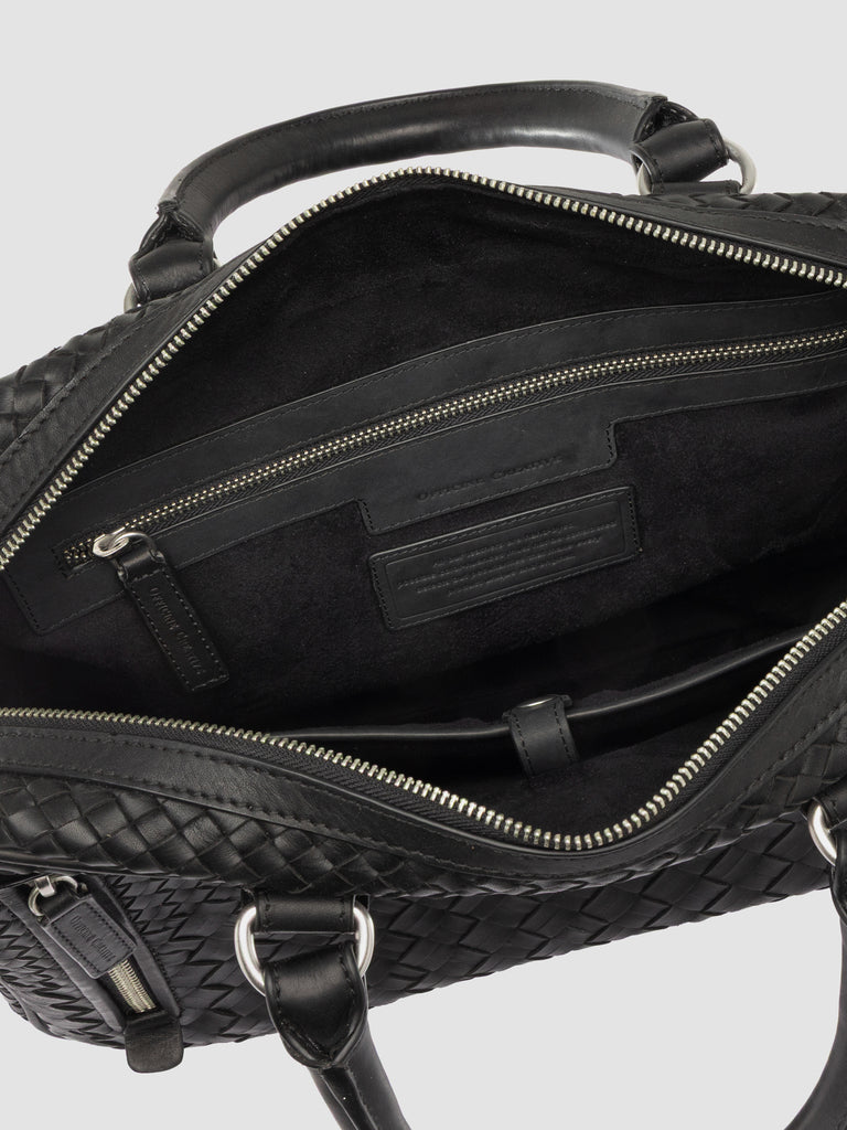 ARMOR 011 - Black Woven Leather Bag