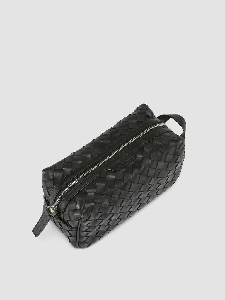 ARMOR 014 - Borsellino in Pelle Intrecciata Nera-hover