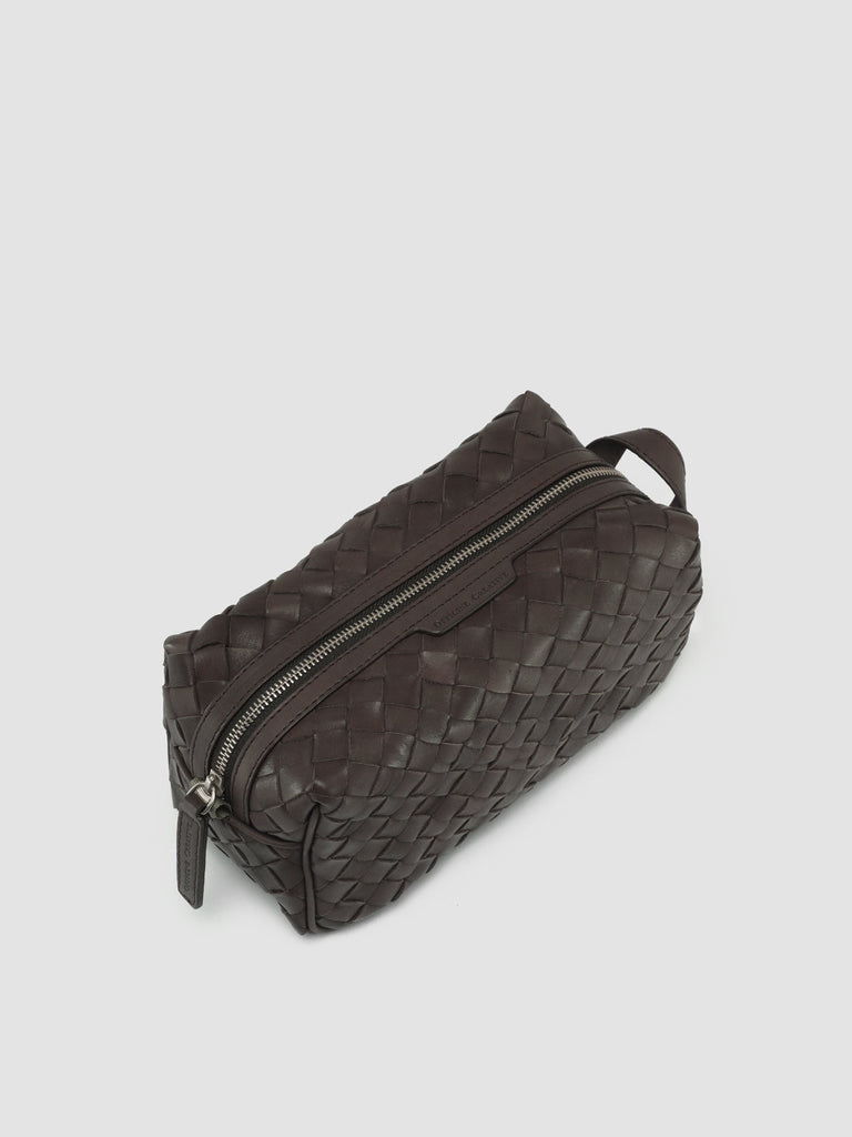 ARMOR 014 - Borsellino in Pelle Intrecciata Marrone-hover