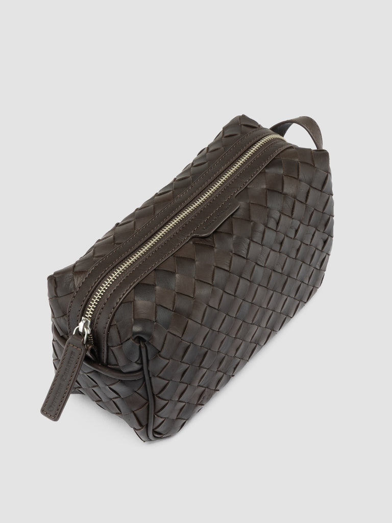 ARMOR 014 - Borsellino in Pelle Intrecciata Marrone