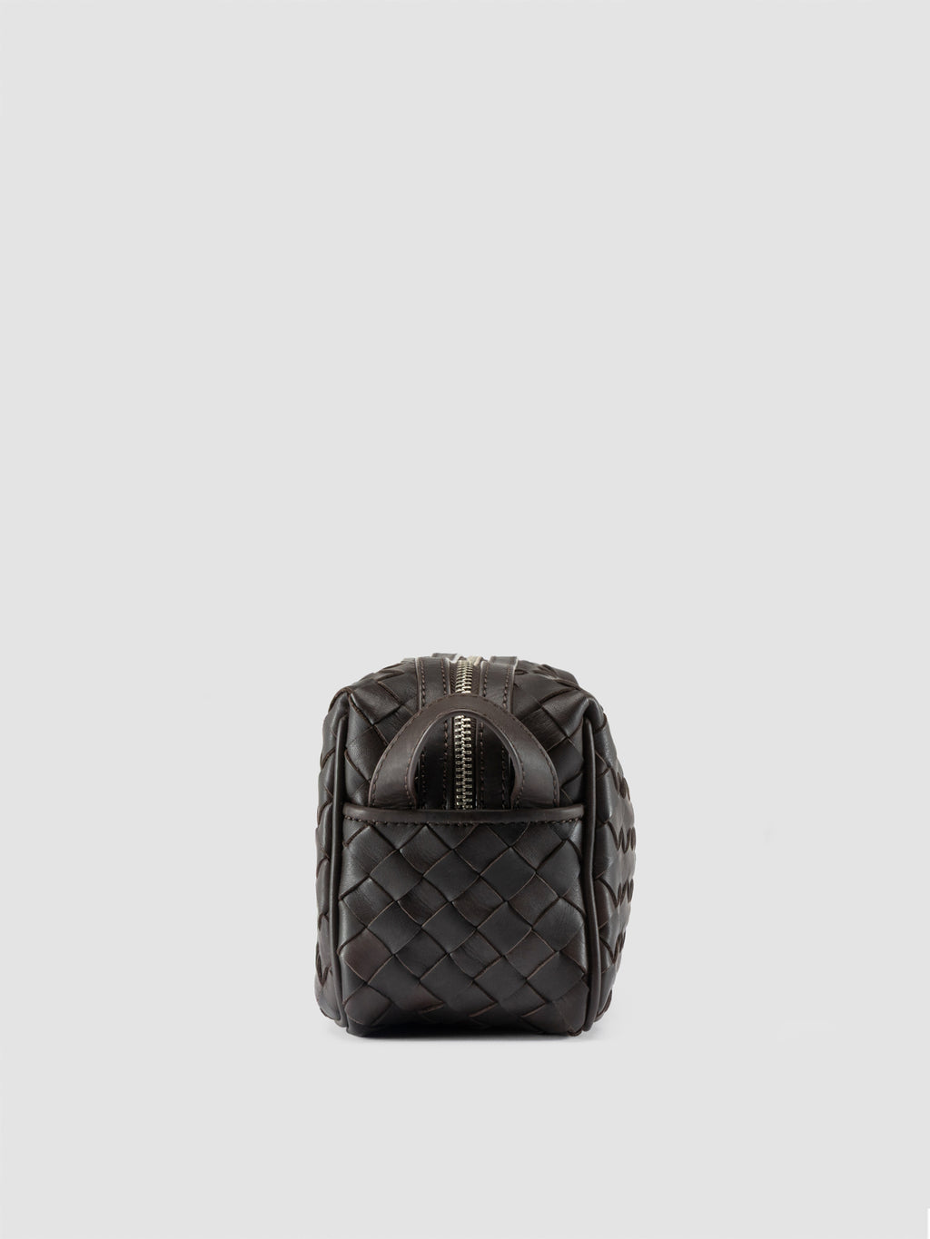 ARMOR 014 - Borsellino in Pelle Intrecciata Marrone - image 3,side view