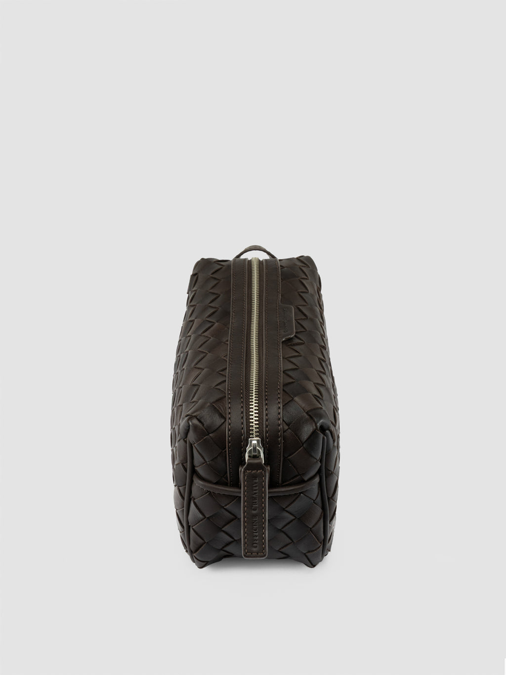ARMOR 014 - Borsellino in Pelle Intrecciata Marrone - image 5,side view