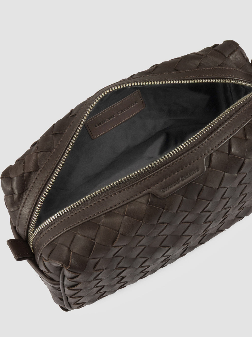 ARMOR 014 - Borsellino in Pelle Intrecciata Marrone - image 6,side view
