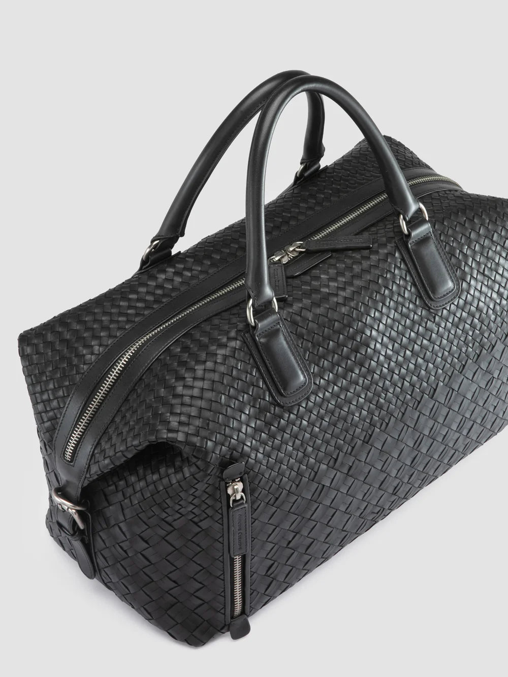 ARMOR 019 - Borsa da Viaggio in Pelle Nera - image 2,side view