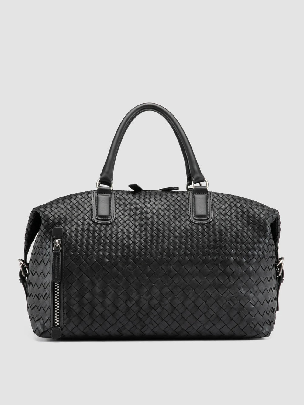 ARMOR 019 - Borsa da Viaggio in Pelle Nera - image 3,side view