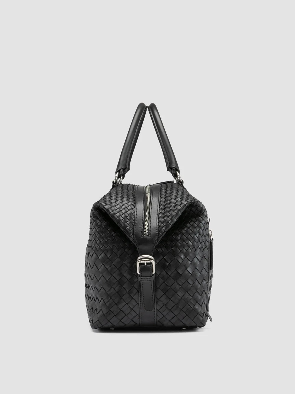 ARMOR 019 - Borsa da Viaggio in Pelle Nera - image 4,side view