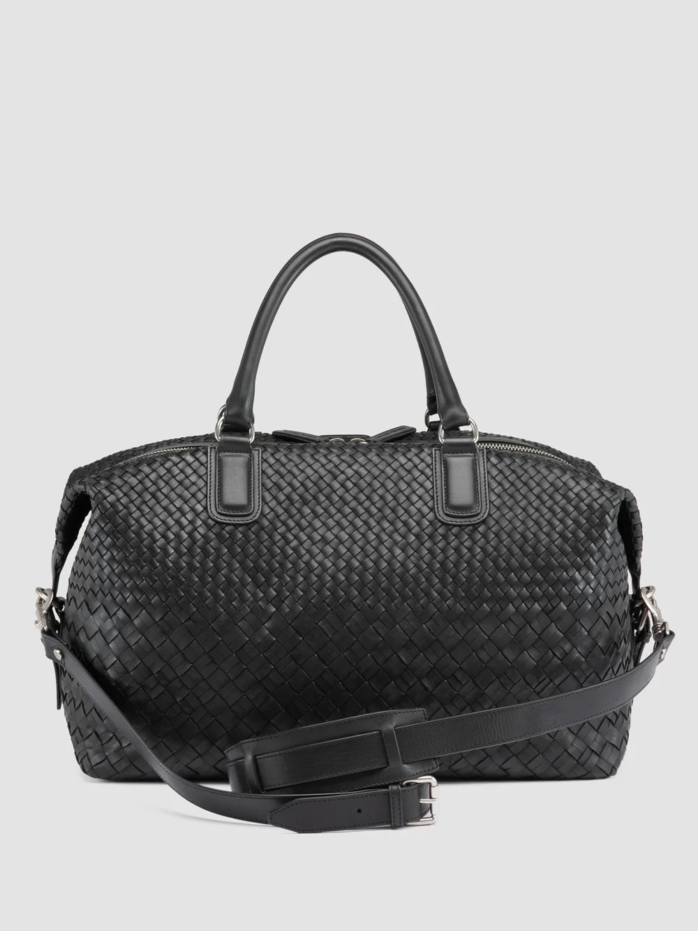 ARMOR 019 - Borsa da Viaggio in Pelle Nera - image 5,side view