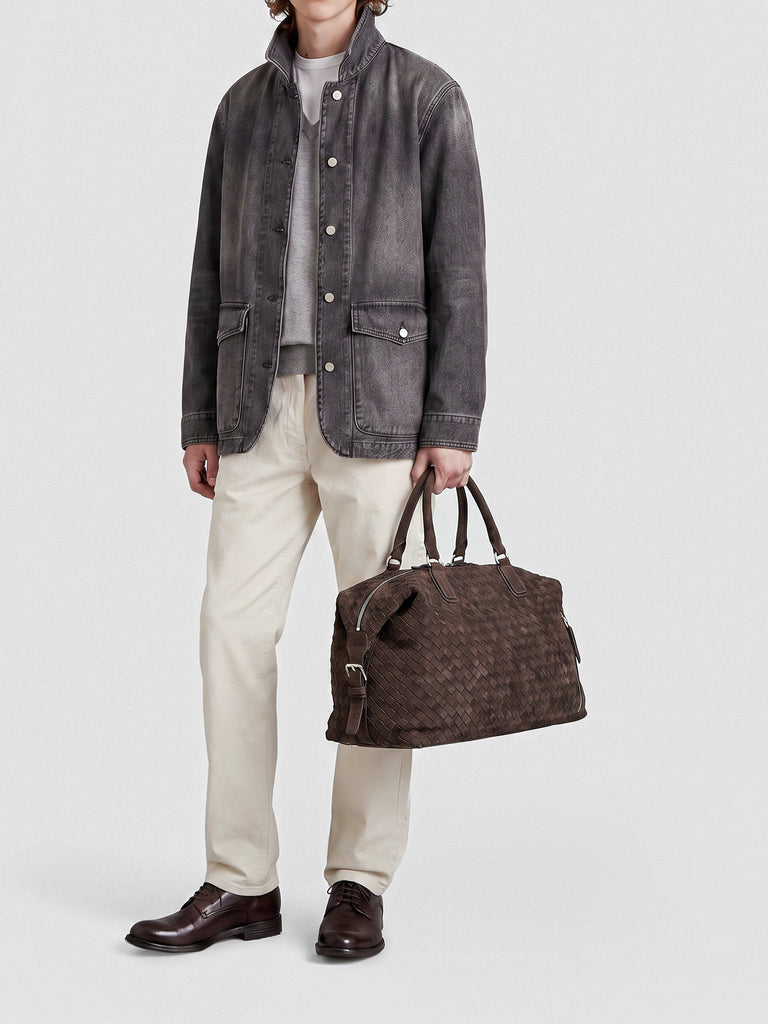 ARMOR 019 - Borsa da Viaggio in Pelle Marrone-hover