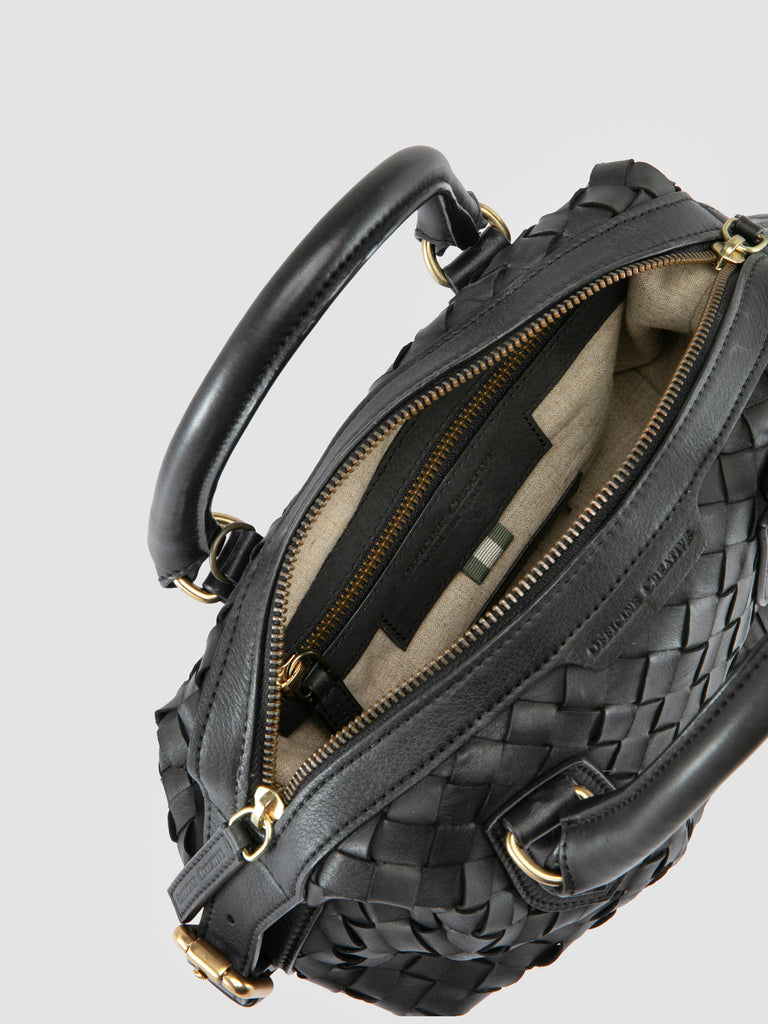 AURA 002 - Borsa con Manico in Pelle Nera
