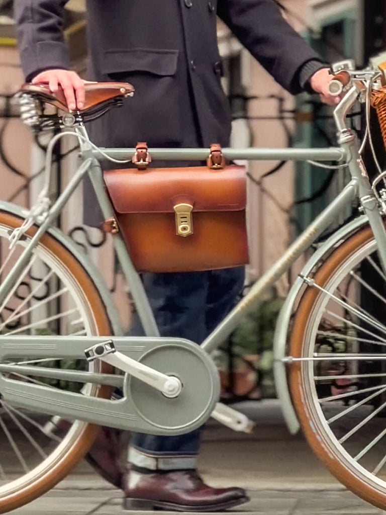 OC BIKE 001 - Borsa da Bicicletta in Pelle Marrone