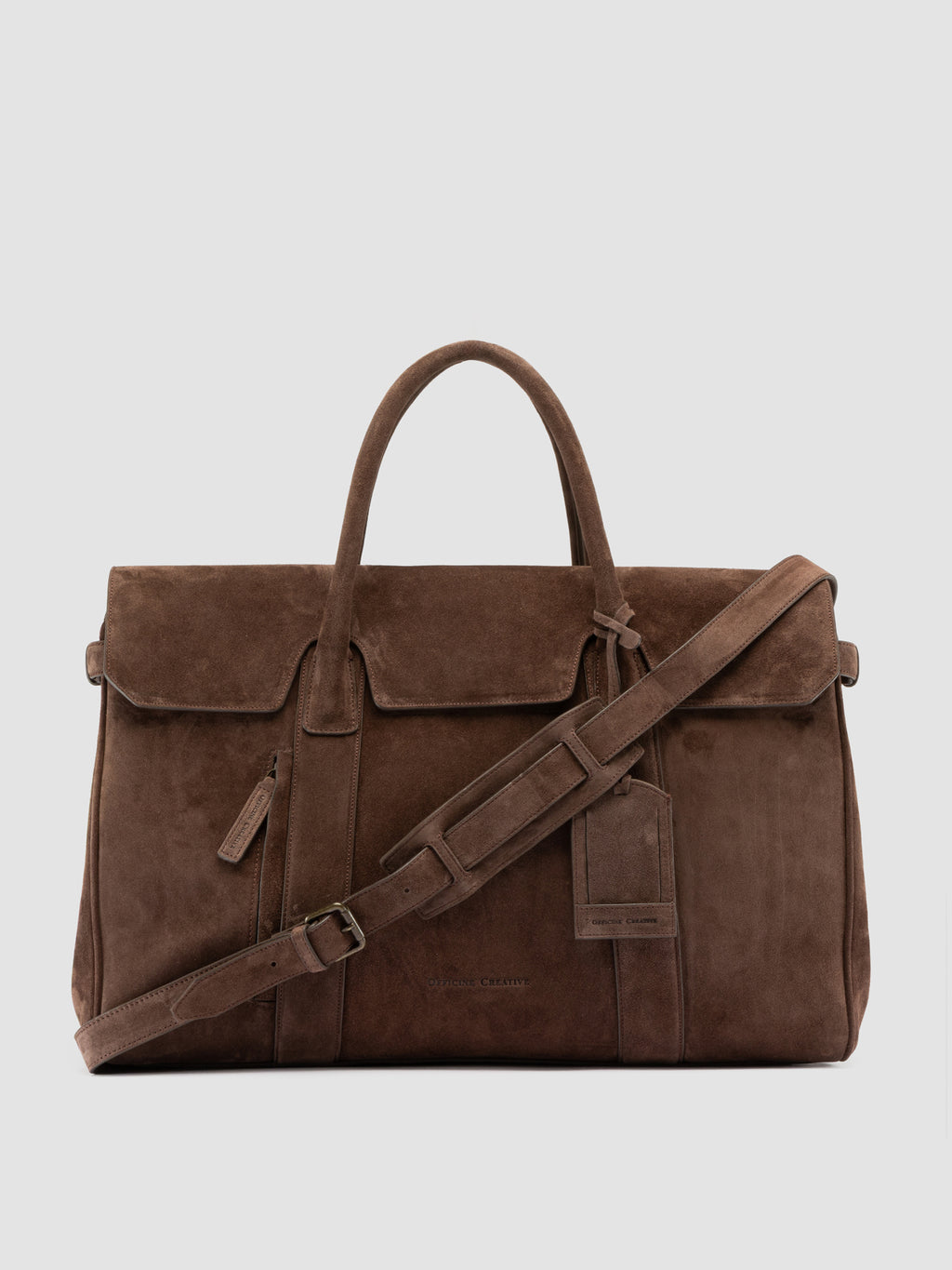 BOSTONIAN 001 - Borsa Weekender in Pelle Scamosciata Marrone - image 1,side view