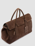 BOSTONIAN 001 - Borsa Weekender in Pelle Scamosciata Marrone - thumb image 2,side view