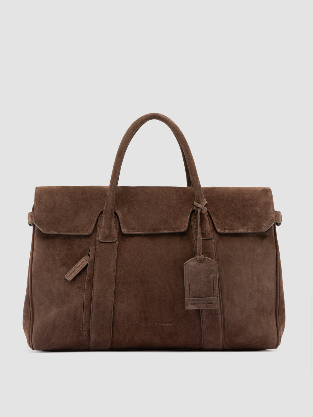 BOSTONIAN 001 - Borsa Weekender in Pelle Scamosciata Marrone - image 3,side view