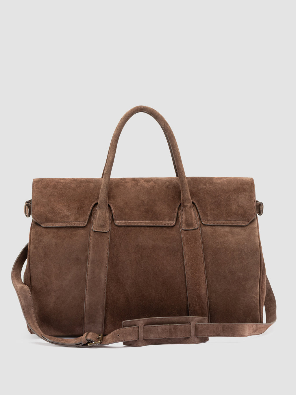 BOSTONIAN 001 - Borsa Weekender in Pelle Scamosciata Marrone - image 5,side view