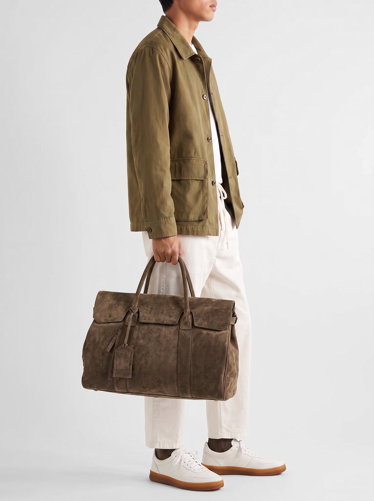 BOSTONIAN 001 - Borsa Weekender in Pelle Scamosciata Marrone-hover