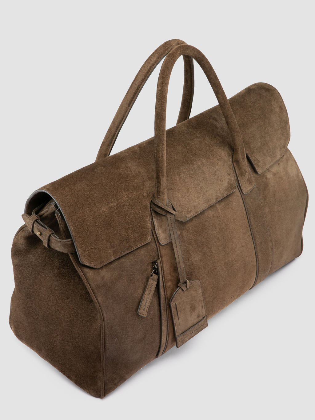 BOSTONIAN 001 - Borsa Weekender in Pelle Scamosciata Marrone - image 2,side view