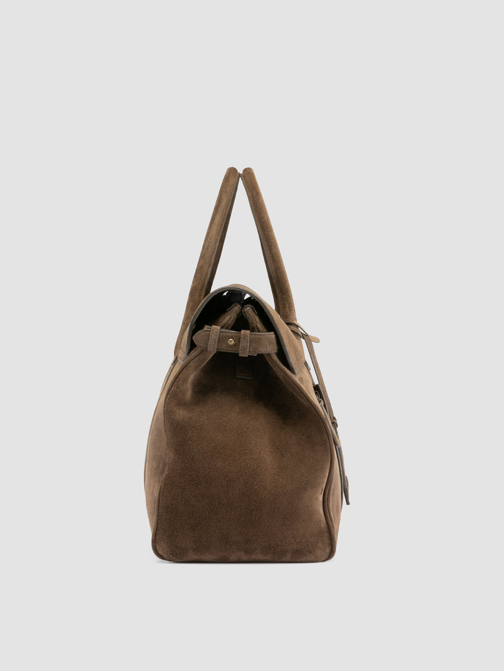 BOSTONIAN 001 - Borsa Weekender in Pelle Scamosciata Marrone - image 4,side view