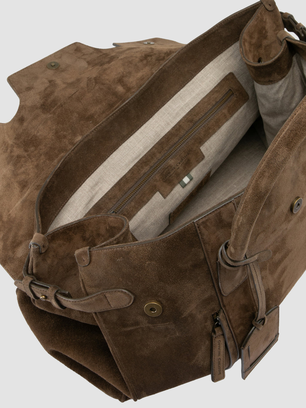 BOSTONIAN 001 - Borsa Weekender in Pelle Scamosciata Marrone - image 7,side view