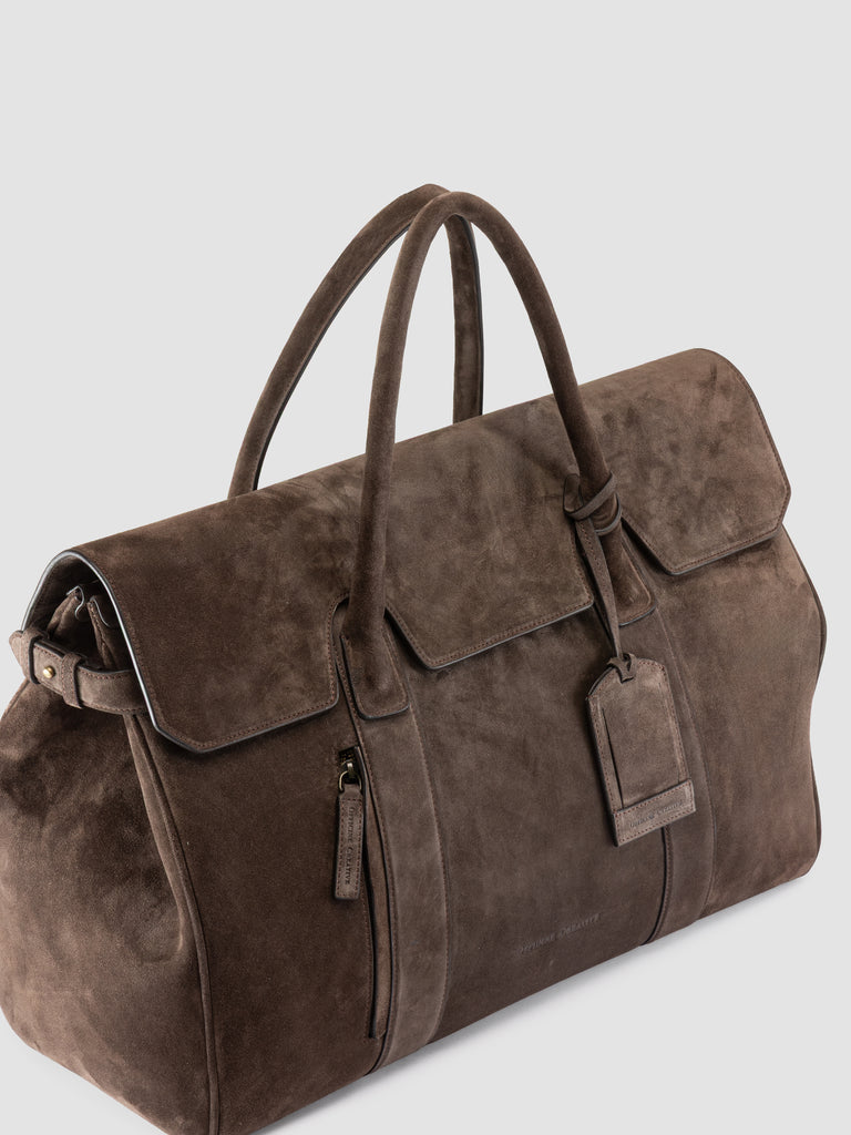 BOSTONIAN 001 - Borsa Weekender in Pelle Scamosciata Marrone