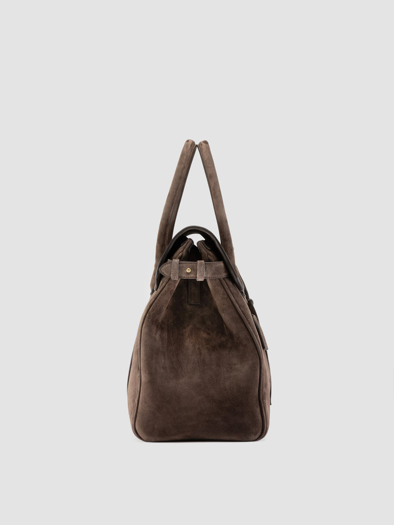 BOSTONIAN 001 - Borsa Weekender in Pelle Scamosciata Marrone