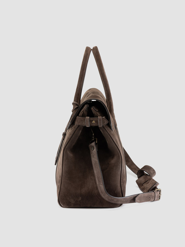 BOSTONIAN 001 - Borsa Weekender in Pelle Scamosciata Marrone