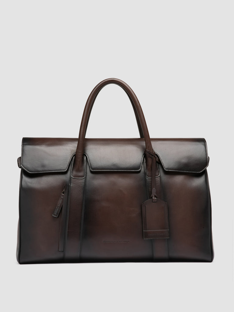 BOSTONIAN 001 - Borsa Weekender in Pelle Marrone