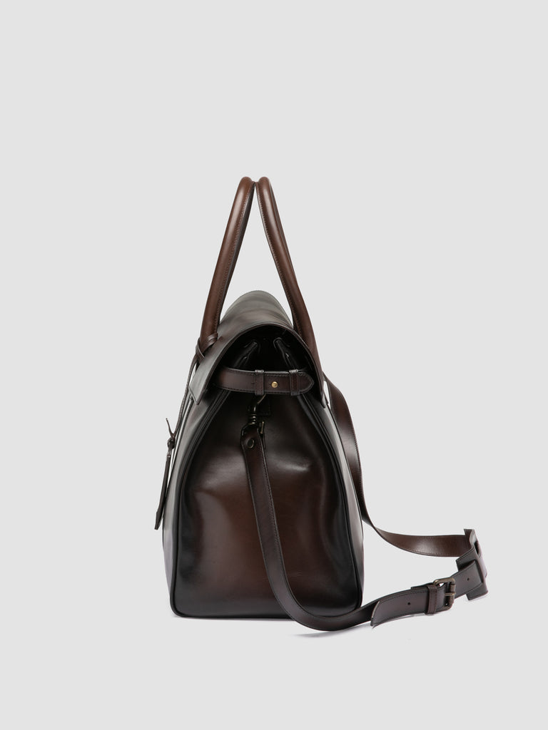 BOSTONIAN 001 - Borsa Weekender in Pelle Marrone