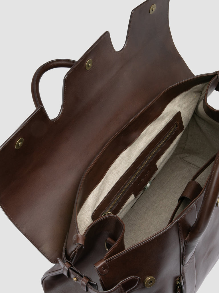 BOSTONIAN 001 - Borsa Weekender in Pelle Marrone