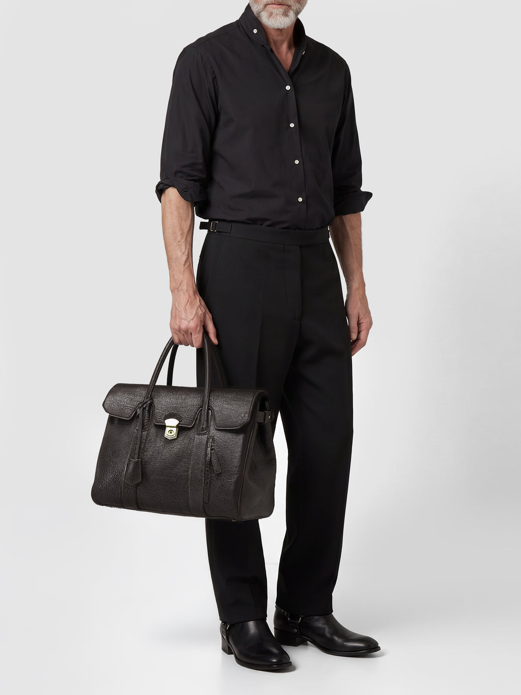 BOSTONIAN 002 - Valigetta in Pelle Marrone - image 2,side view