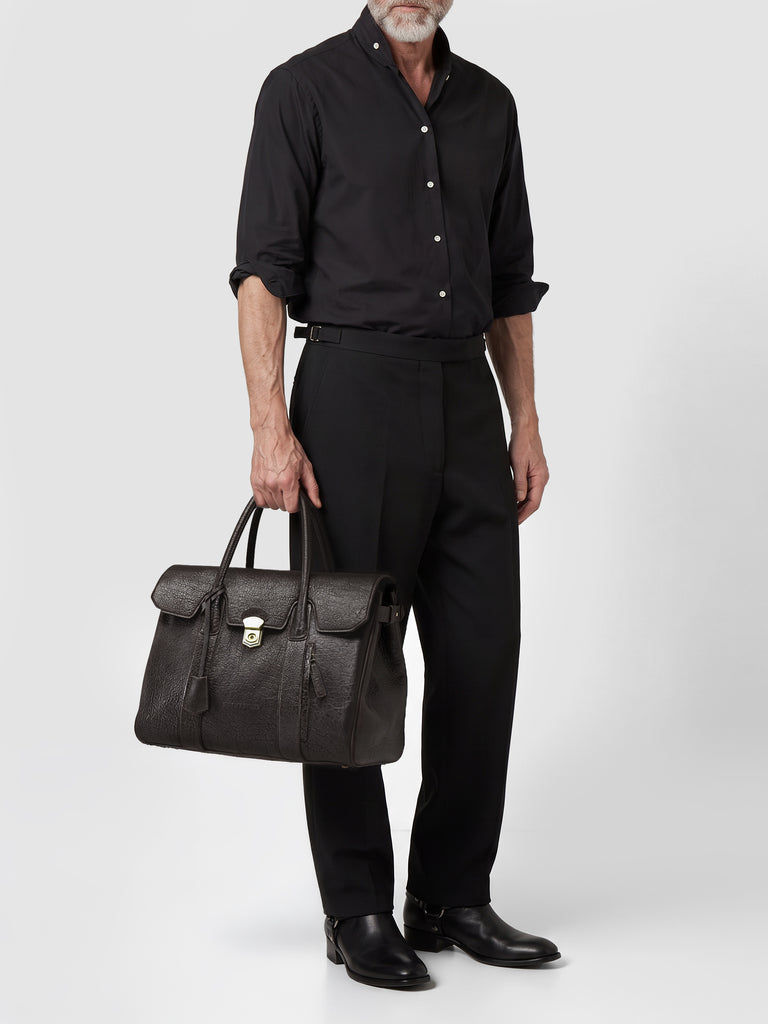 BOSTONIAN 002 - Valigetta in Pelle Marrone-hover
