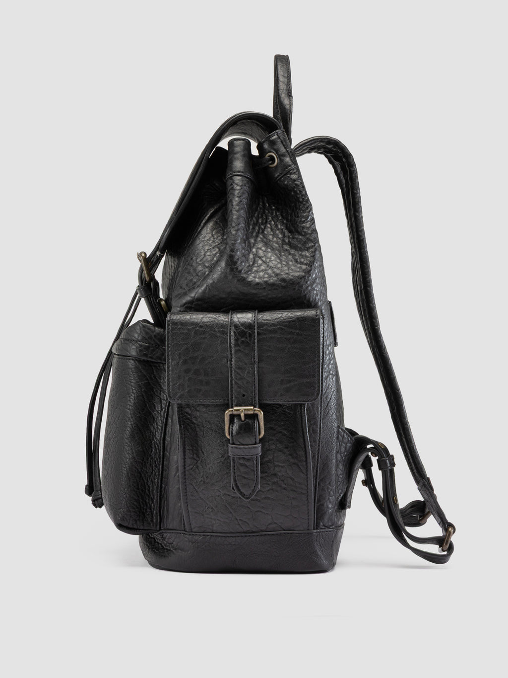 BOSTONIAN 003 - Zaino in Pelle Nera - image 5,side view