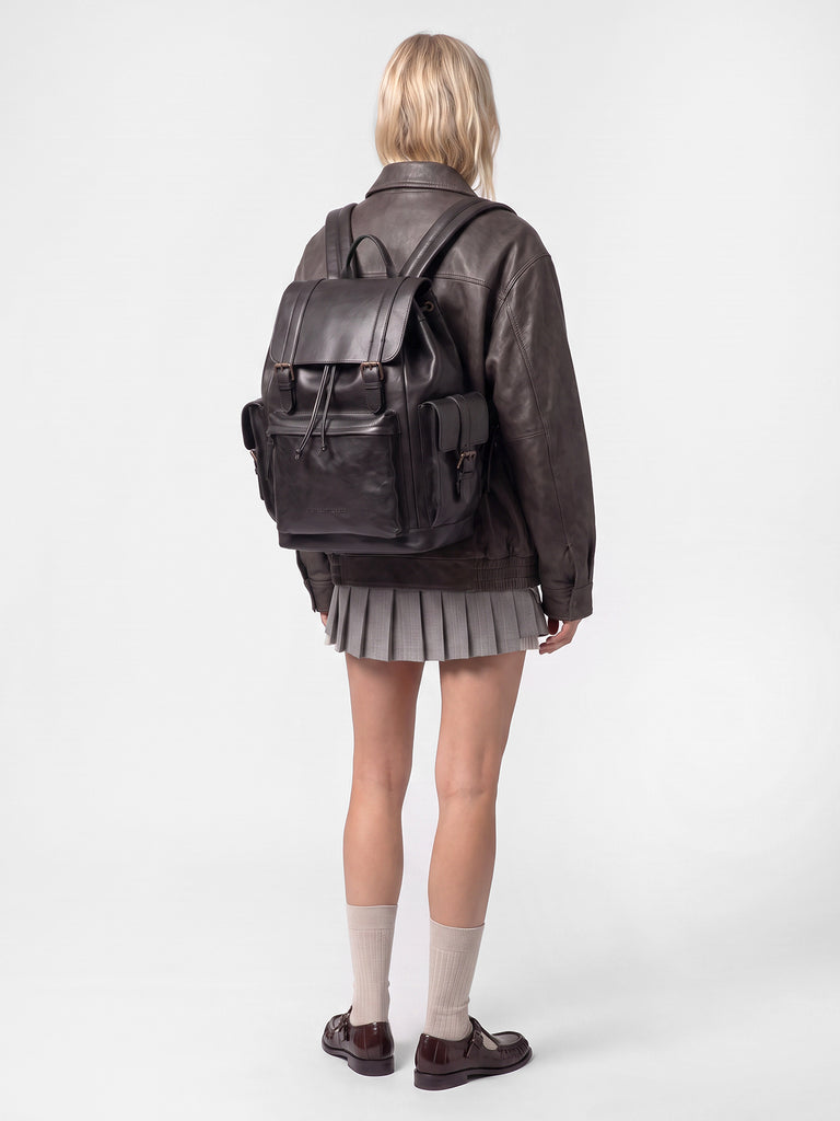 BOSTONIAN 003 - Zaino in Pelle Nera-hover