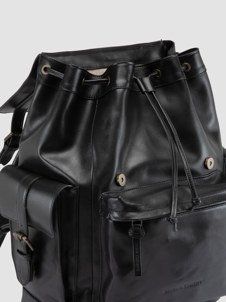 BOSTONIAN 003 - Black Leather Backpack-hover