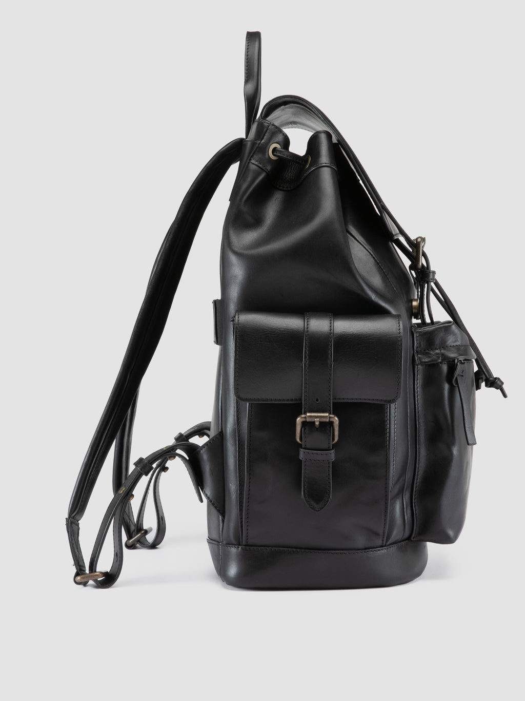 BOSTONIAN 003 - Zaino in Pelle Nera - image 4,side view