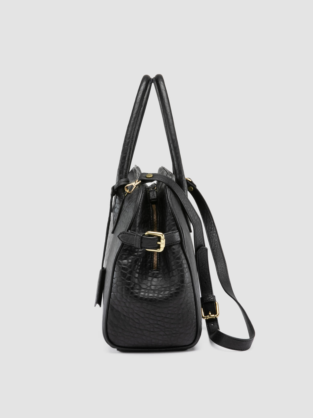 BOWLER 006 - Black Leather Shoulder Bags - image 6,side view