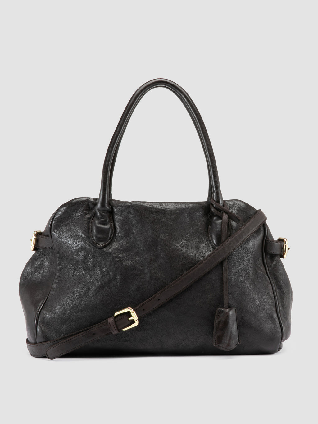BOWLER 006 - Brown Leather Shoulder Bags - image 1,side view