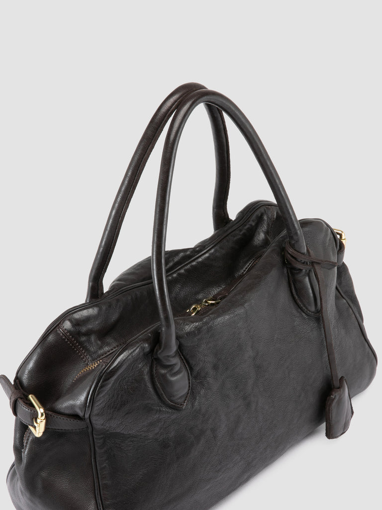 BOWLER 006 - Brown Leather Shoulder Bags-hover