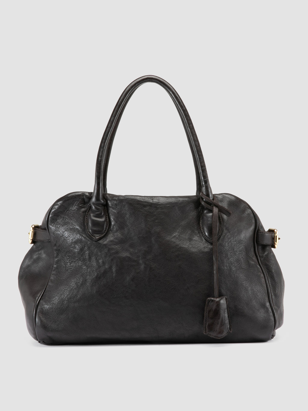 BOWLER 006 - Brown Leather Shoulder Bags - image 3,side view