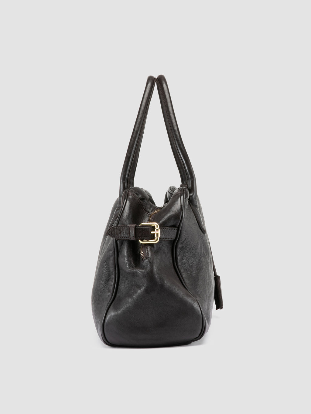 BOWLER 006 - Brown Leather Shoulder Bags - image 4,side view
