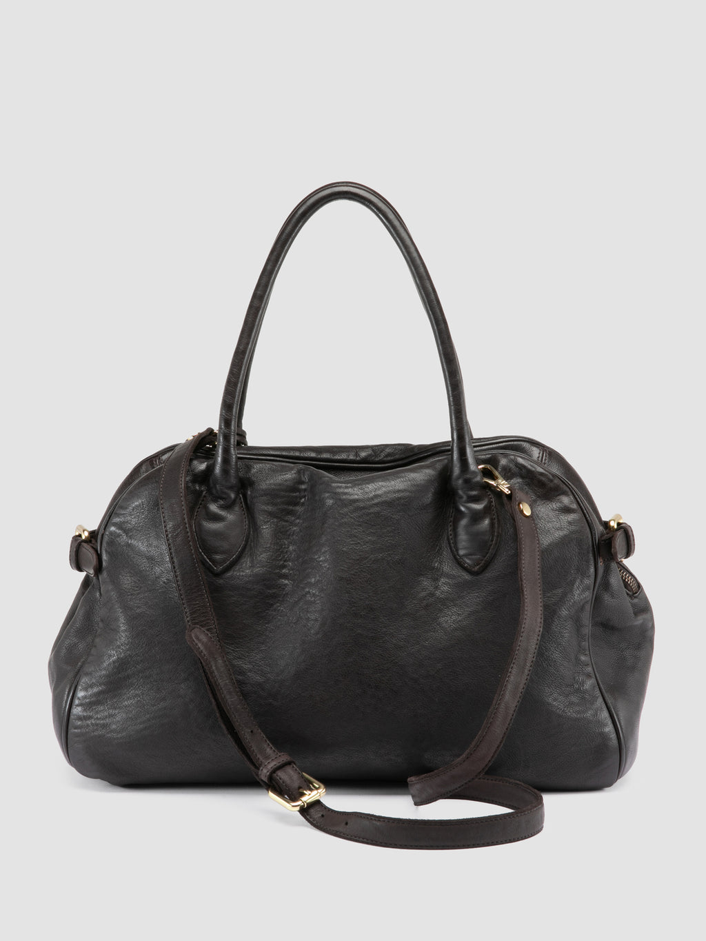BOWLER 006 - Brown Leather Shoulder Bags - image 5,side view