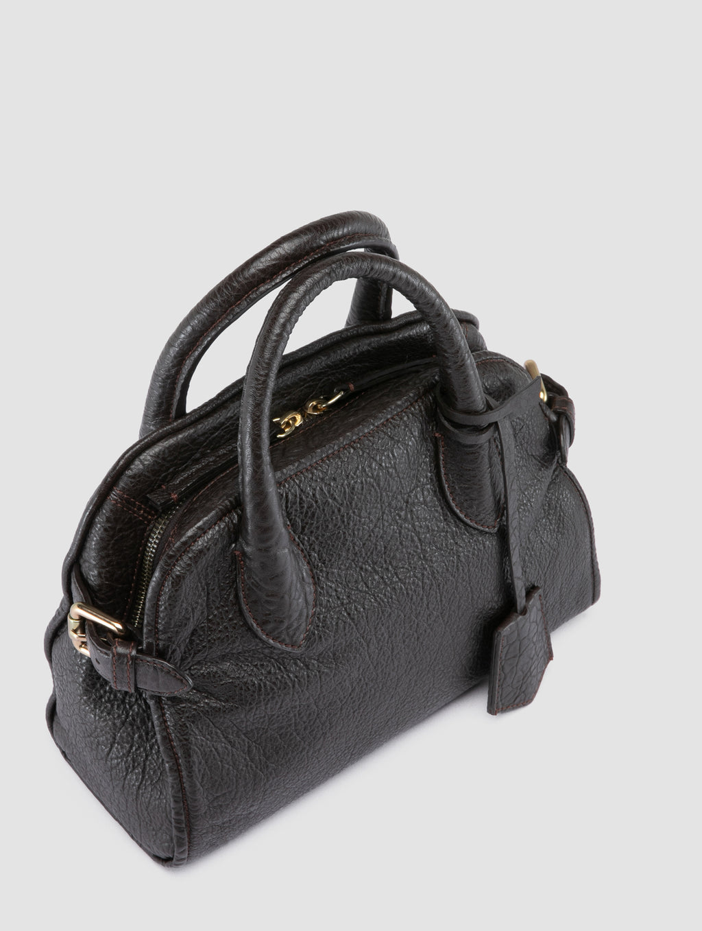 BOWLER 007 - Brown Leather Shoulder Bags - image 2,side view