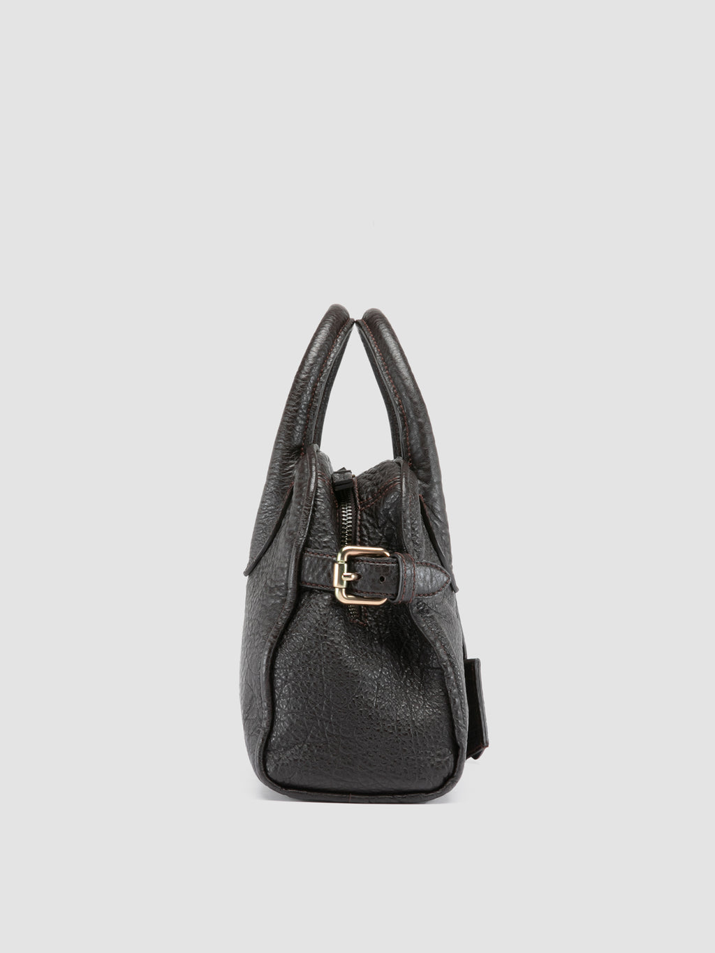 BOWLER 007 - Brown Leather Shoulder Bags - image 4,side view