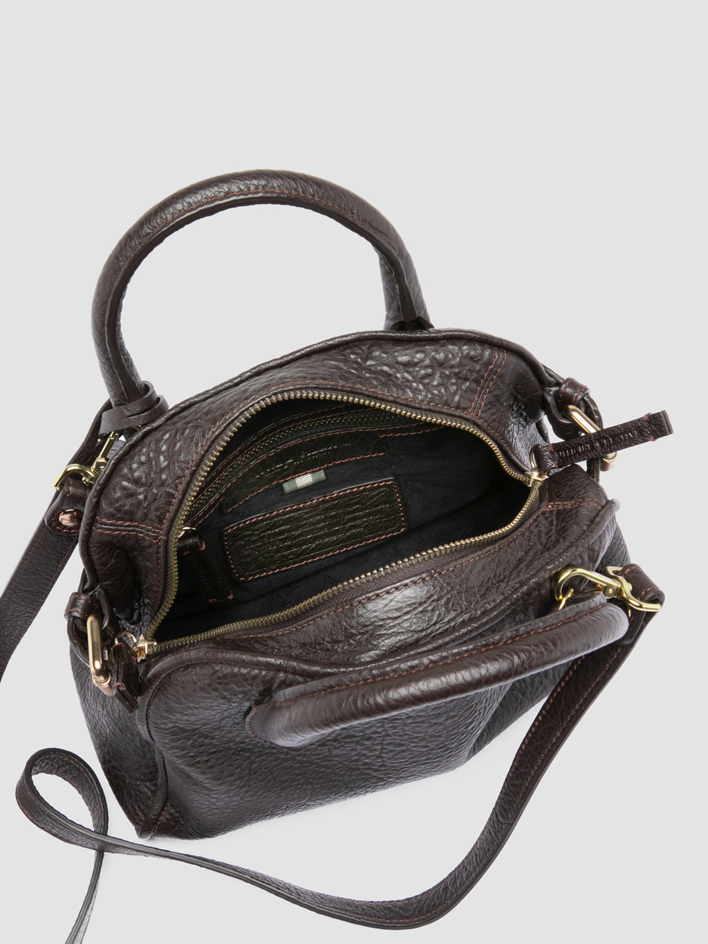 BOWLER 007 - Brown Leather Shoulder Bags - image 7,side view
